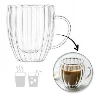 Sklenený vlnitý pohár s uškom - 250 ml