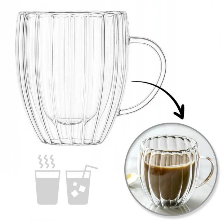 Sklenený vlnitý pohár s uškom - 250 ml