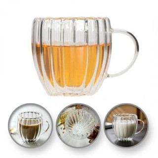 Üveg hullámos pohár füllel - 250 ml