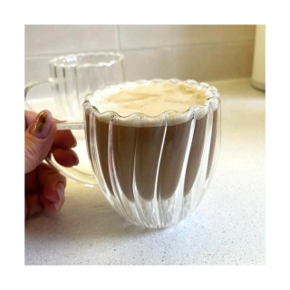 Üveg hullámos pohár füllel - 250 ml