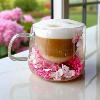 Termosz bögre rózsaszín virágokkal - 180 ml