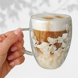 Termosz bögre fehér hortenzia virágokkal - 300 ml