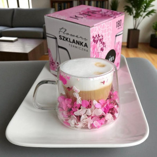 Termosz bögre rózsaszín virágokkal - 180 ml