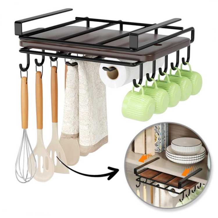 Čierny kuchynský závesný držiak na skrinku