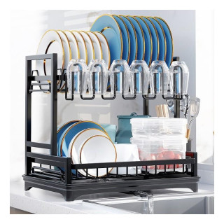 Fekete edényszárító tálcával