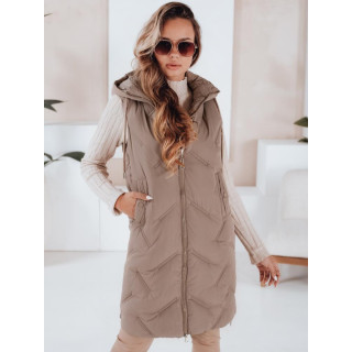 Hosszú, sötét bézs színű női mellény TY5098