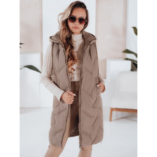 Hosszú, sötét bézs színű női mellény TY5098