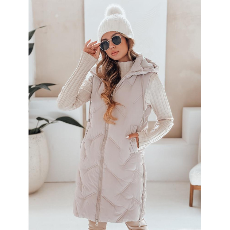 Női hosszú, bézs színű mellény TY5099