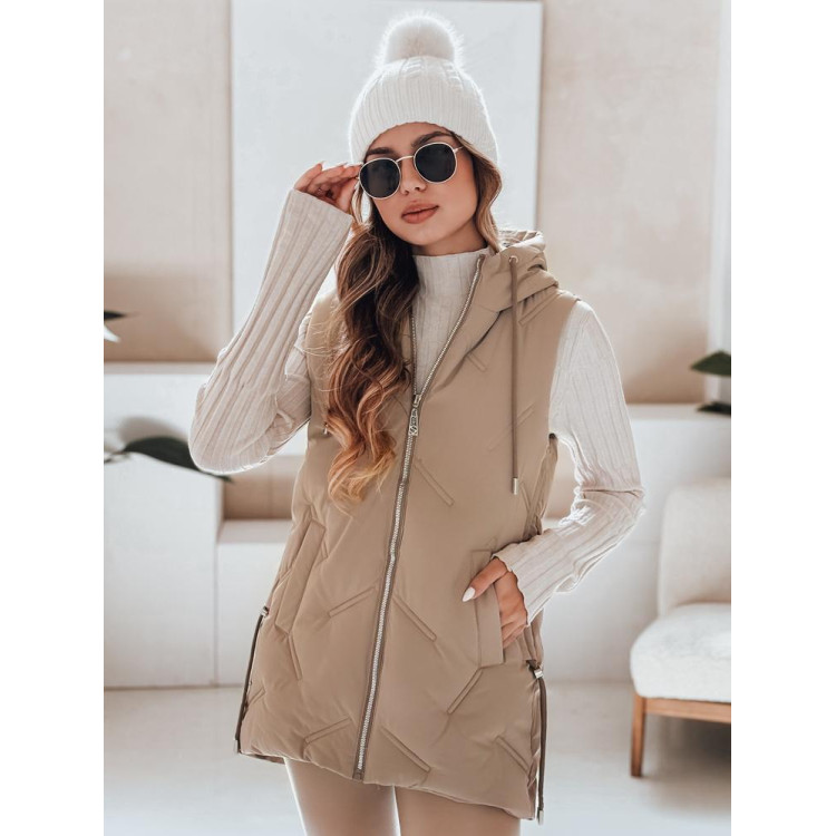 Bézs színű női steppelt mellény TY5107