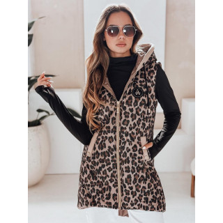 Barna női mellény leopárdmintával TY5029