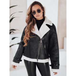 Női fekete szőrmés kabát TY5125