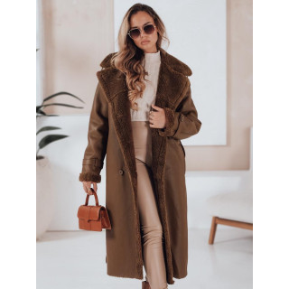 Hosszú női barna bőrkabát TY4992