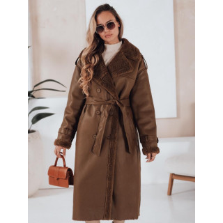 Hosszú női barna bőrkabát TY4992