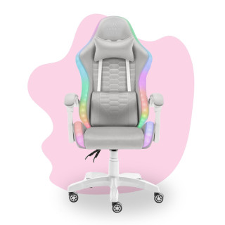 Szürke-fehér gyerekszék LED RGB háttérvilágítással HELLS CHAIR HC-1000