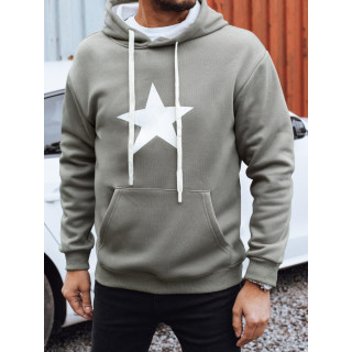 Khaki színű, csillagmintás férfi pulóver BX5928