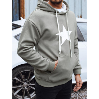 Khaki színű, csillagmintás férfi pulóver BX5928