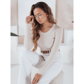 Női bordázott pulóver, ekrü színben MY2495