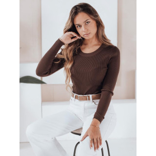 Női barna bordázott pulóver MY2494