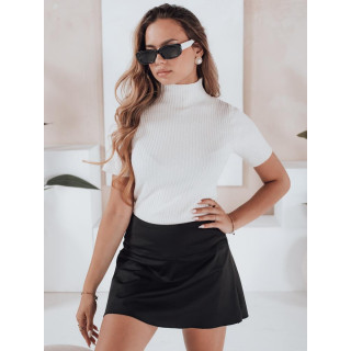 Fehér bordázott rövid ujjú pulóver MY2550