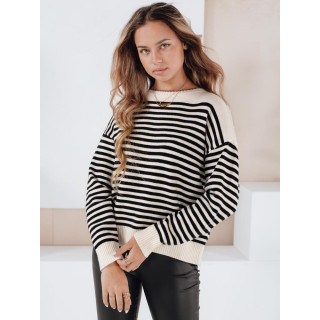 Női bézs csíkos pulóver MY2523