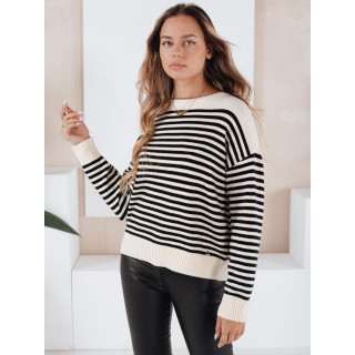 Női bézs csíkos pulóver MY2523