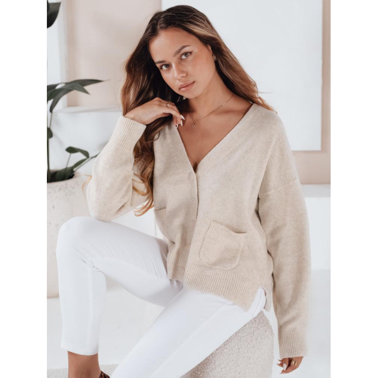 Gombos női pulóver, ekrü színű MY2510