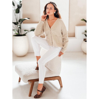 Női gombos pulóver bézs színben MY2511