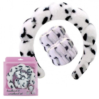 Fehér kozmetikai fejpánt és karkötők mintával