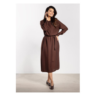Női csokoládébarna maxi ruha övvel