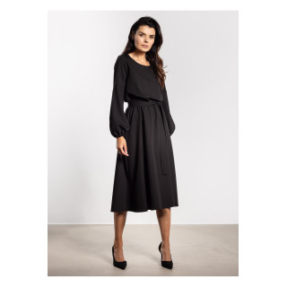 Fekete, bő midi ruha övvel