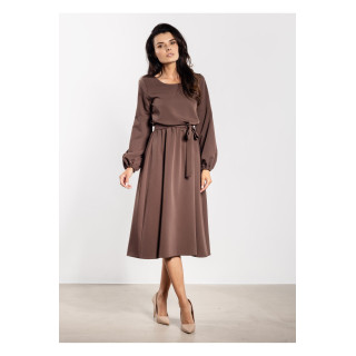 Barna, bő midi ruha övvel