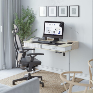 Fehér, elektromosan állítható íróasztal Mark Adler LEADER 8.0 WHITE