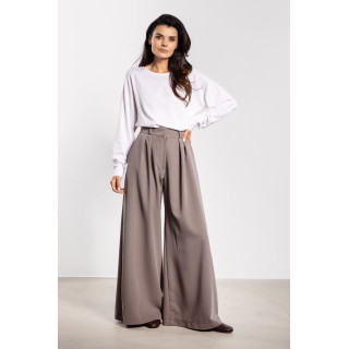 Bézs színű, széles szárú, magas derekú nadrág