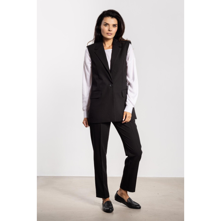 Elegáns női fekete mellény gombos kivitelben