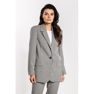 Fekete-fehér kockás női kabát