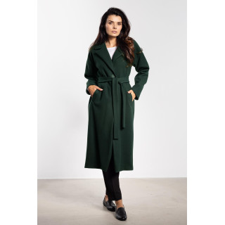 Zöld hosszú női kabát övvel
