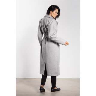 Női hosszú szürke kabát övvel