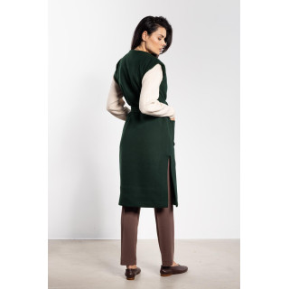 Női hosszú, zöld mellény övvel