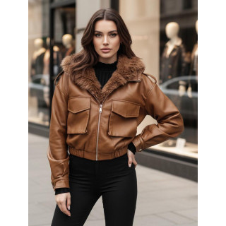 Női barna bőrkabát TY4761z