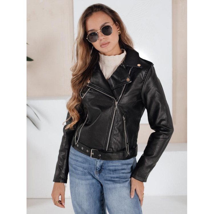 Fekete női bőrdzseki TY5200