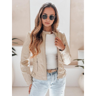 Bézs színű, steppeléssel díszített női bőrkabát TY5215