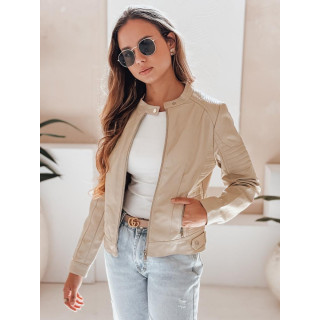 Bézs színű, steppeléssel díszített női bőrkabát TY5215