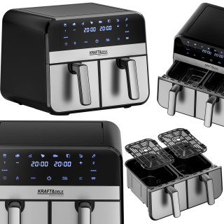 Forró levegős fritőz 9 l 2500 W két kamrás + LCD KD4180