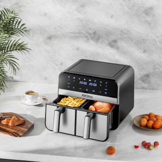 Forró levegős fritőz 9 l 2500 W két kamrás + LCD KD4180