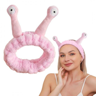 Rózsaszín plüss csiga fejpánt
