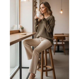 Bézs színű női pulóver MY2405