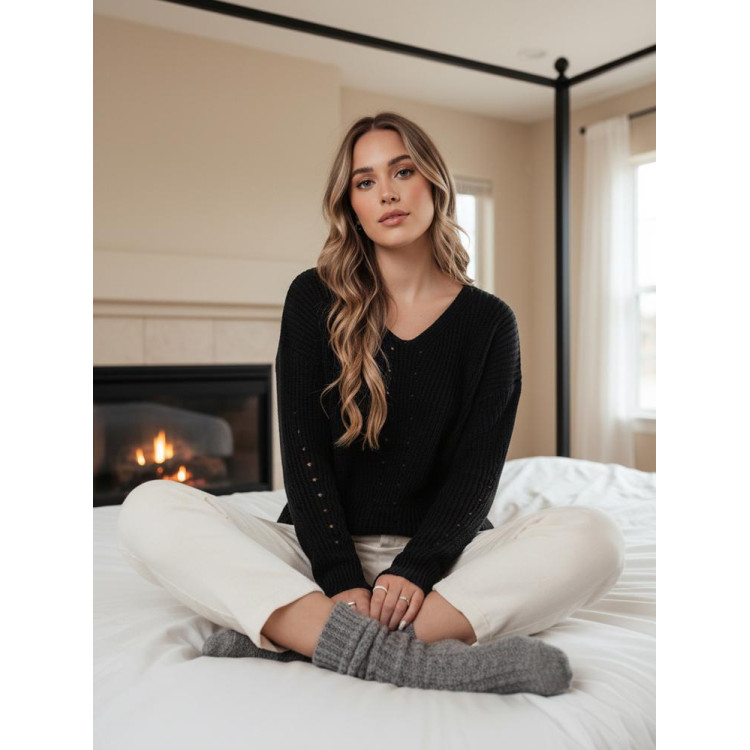 Női fekete pulóver MY2399