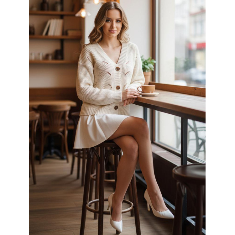 Fehér női pulóver gombokkal MY2422