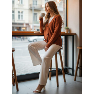 Női gombos, tégla mintás pulóver MY2418