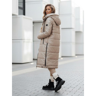 Női hosszú bézs kabát TY5026